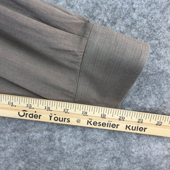 G.H. Bass & Co. Shirt Men 16.5 32/33  Brown Herringbone Long Sleeve Button-Up - Picture 12 of 12